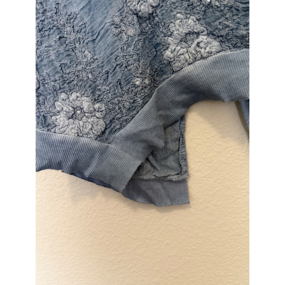 Scandal made in Italy Lagenlook Blouse-Blue-Artsy Semi Sheer Boho Top - Picture 4 of 11